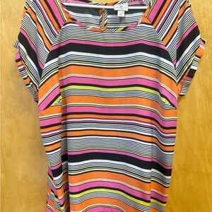 Worthington Colorful Striped Short Sleeve Top